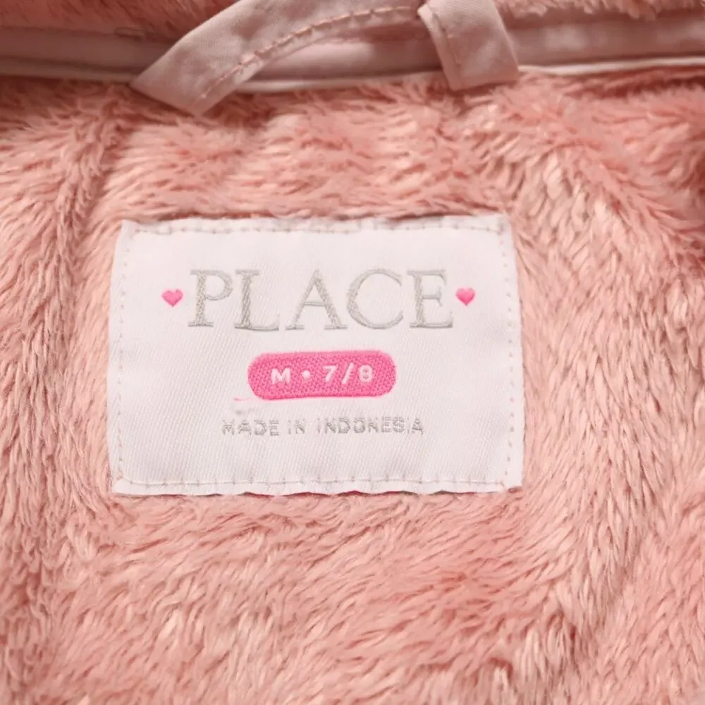 The Children's Place Girls Light Pink Faux Fur Full Zip Sweatshirt Size M 7/8